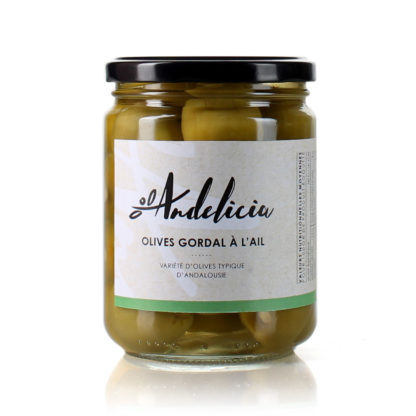 Olives vertes Gordal farcies à l'ail - bocal 250 g