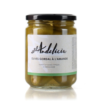 Olives vertes Gordal farcies aux amandes - bocal 250 g